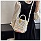 Boxy Shape Quilted Accent Satchel / Shoulder Bag