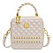 Boxy Shape Quilted Accent Satchel / Shoulder Bag