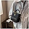 Boxy Shape Quilted Accent Satchel / Shoulder Bag