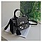 Stone-Studs Padlock Flap Satchel Bag