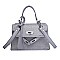 Stone-Studs Padlock Flap Satchel Bag