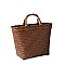 Bamboo Handle Designer Natural Straw Shopper