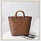 Bamboo Handle Designer Natural Straw Shopper