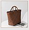 Bamboo Handle Designer Natural Straw Shopper