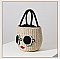 Pearl Glasses Icon Straw Bucket Bag