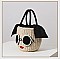 Pearl Glasses Icon Straw Bucket Bag