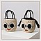 Pearl Glasses Icon Straw Bucket Bag