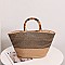 Bamboo Handle Straw Shopper Tote