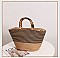 Bamboo Handle Straw Shopper Tote