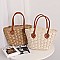 Shoulder Straw Beaded Hand Tote Bag