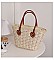 Shoulder Straw Beaded Hand Tote Bag