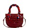 SCARF HANDLE CROCO TEXTURED CROSSBODY BAG