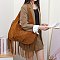 Suede Fringe Hobo Shoulder Bag