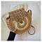 Circled Pattern Straw Round Crossbody Bag