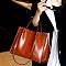 Smooth Genuine Leather Satchel - Shoulder Bag