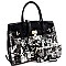 PADLOCK ACCENT MAGAZINE PRINT SATCHEL SET