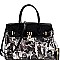 PADLOCK ACCENT MAGAZINE PRINT SATCHEL SET