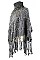 Classy Black and Gray Fringe Knit Turtleneck Poncho FM-AACG0907B