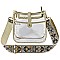 Trendy  Visible Clear Hobo Crossbody Bag with Guitar Strap