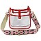 Trendy  Visible Clear Hobo Crossbody Bag with Guitar Strap