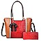 2 IN 1 RIBBON ACCENT ALLIGATOR SATCHEL WALLET SET