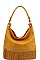 MESH FRONT HOBO BAG WITH LONG STRAP