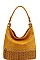 MESH FRONT HOBO BAG WITH LONG STRAP