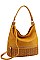 MESH FRONT HOBO BAG WITH LONG STRAP