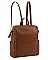 FASHION SMOOTH PLAIN TEXTURE CONVERTIBLE BACKPACK