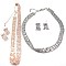 AMN3076-LP Rhinestone Meshed Choker Necklace Earring SET