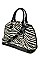 Zebra Print Patent Textured Doom Shape Satchel