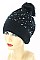 Pack of 12 (pieces) Assorted Crystal and Pearl Stud Accent Faux Fur Pom Beanies FM-AT151