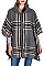 PLAID PATTERN HOODED PONCHO FM-AV292