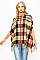 Trendy Plaid Pattern Fancy Poncho with Sleeves