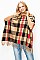 Trendy Plaid Pattern Fancy Poncho with Sleeves