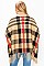 Trendy Plaid Pattern Fancy Poncho with Sleeves