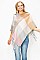 Stylish Fringe Trim Square Pattern Fashion Poncho