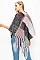 Stylish Fringe Trim Square Pattern Fashion Poncho