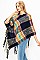 Charming Fringe Trim Multi Color Fashion Poncho