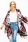 Lovely Fringe Trim Multi Color Oversized Fashion Poncho