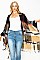 Classic Fringe Trim Multi Color Oversized Fashion Poncho