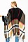 Classic Fringe Trim Multi Color Oversized Fashion Poncho