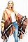 Classic Fringe Trim Multi Color Oversized Fashion Poncho