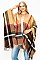 Classic Fringe Trim Multi Color Oversized Fashion Poncho