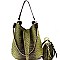 Chain Accent Ostrich Embossed 2 in 1 Expendable Hobo MH-B0166