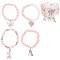 Cryatal Pink Ribbon BEADED STACKABLE CHARM BRACELET SET