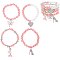 Cryatal Pink Ribbon BEADED STACKABLE CHARM BRACELET SET