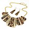 2in1  Animal Print  Fringe Stone Chain Necklace Set