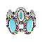 Trendy Western Turquoise Squash Blossom Stretch Bracelet