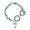 STYLISH STEER SKULL WESTERN STYLE CHARM PEBBLE TURQUOISE BEAD TOGGLE BRACELET